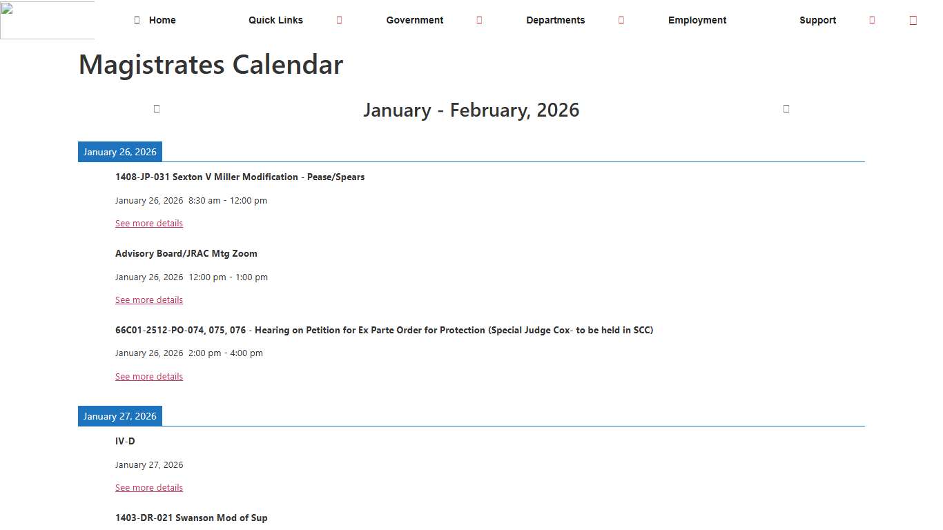Magistrates Calendar – Starke County Indiana